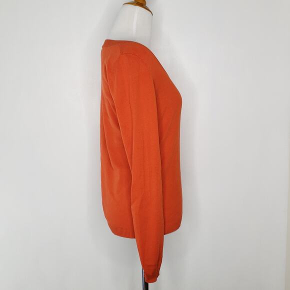 Loft Pima Cotton Scoop Neck Sweater Orange Small - Picture 2 of 9